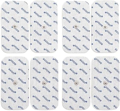 8 axion electrodes Compatible with SANITAS & BEURER Devices - 10x5 cm - TENS & EMS Pads for electrostimulation Machines - 3.5mm snap Button