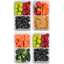 Bento Box for Kids & Adults Reusable Lunch Containers, 3 Pack, Clear, 39 oz