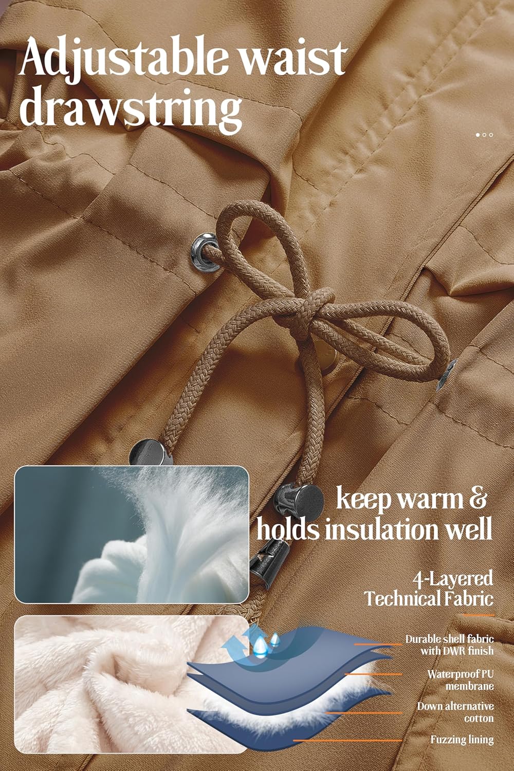 Chrisuno Women's Mid-Length Parka Winter Outerwear Jacket Soft Fleece Warm Snow Coat - Image 4