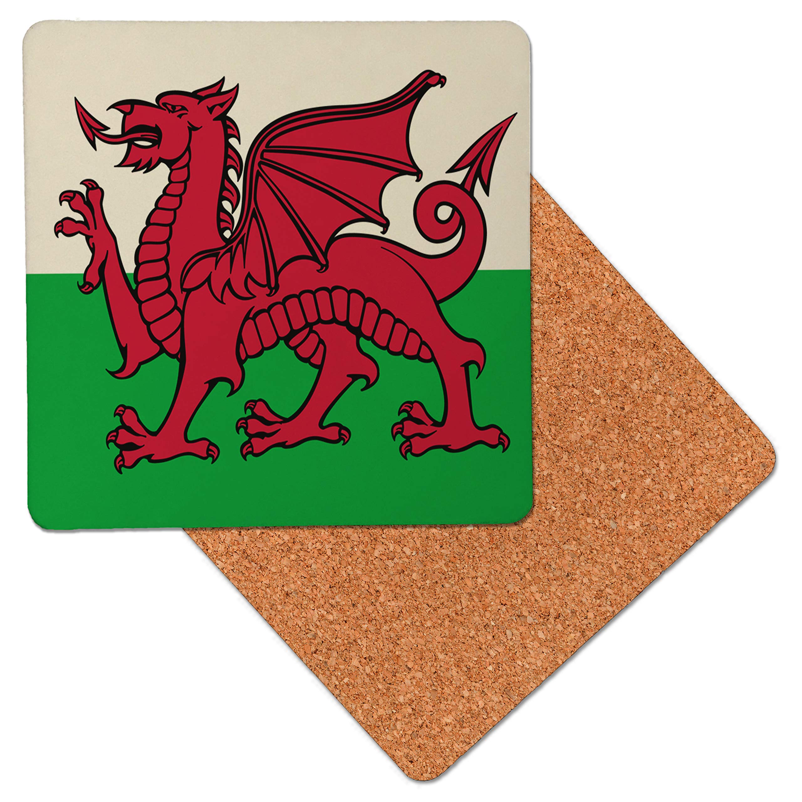 Shopquality4u Multicolour Wales Welsh Flag Premium Wooden Table Drink Coaster With Cork Backing - Drinks Coasters (Pack Of 8)