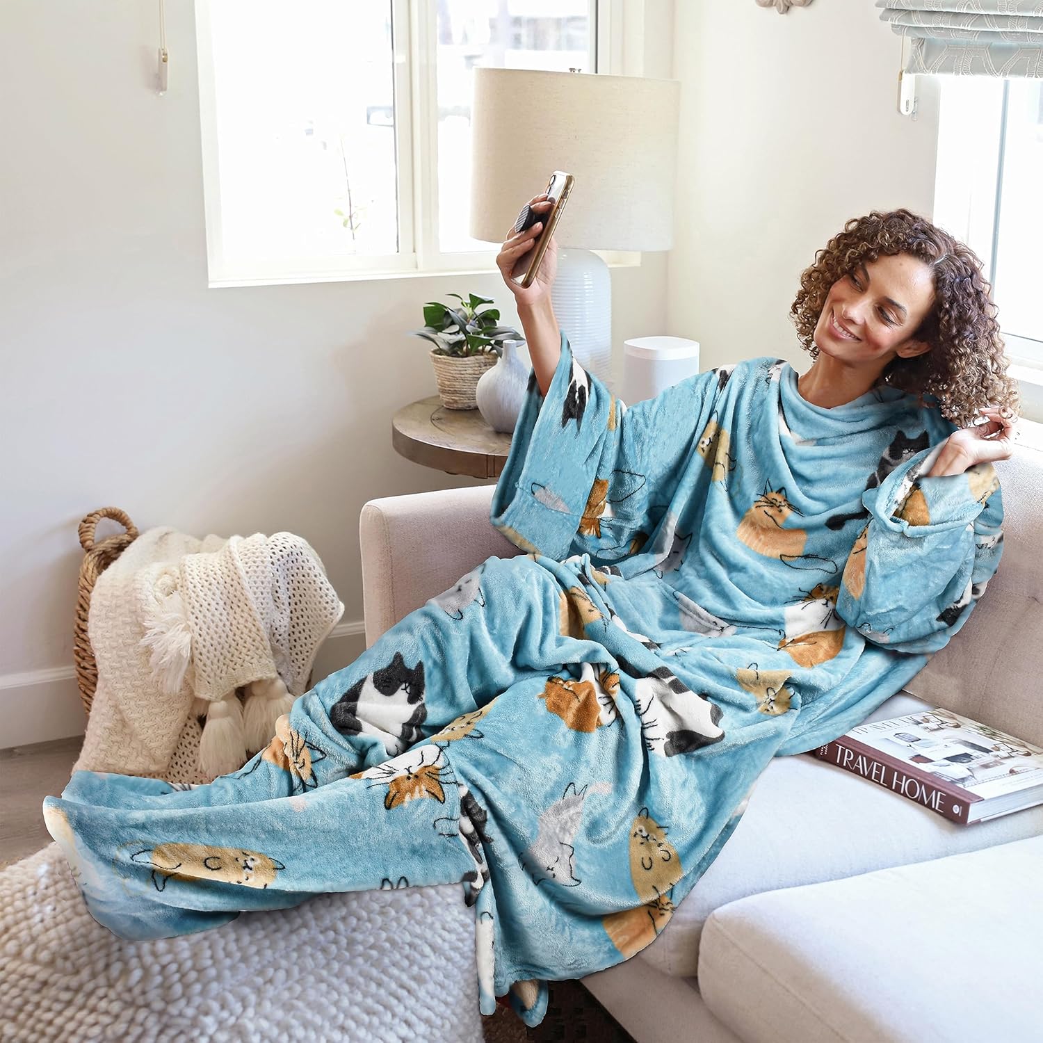 Fleece Wearable Blanket For Women Microfiber Warm Soft TV Blanket Gift - Picture 9 of 132