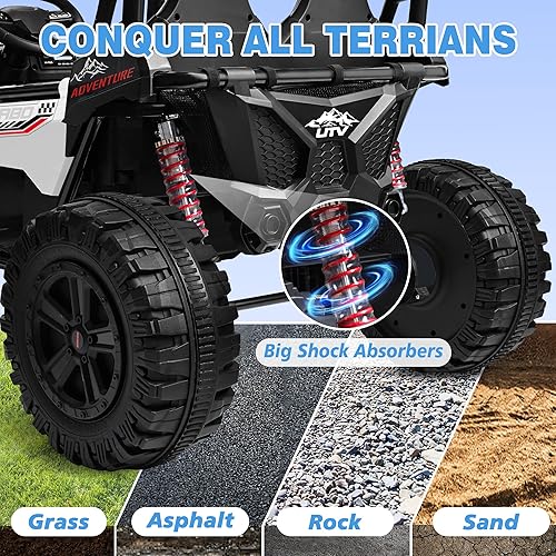 Miniatura 4 de ANPABO Juguetes de paseo de 24 V para niños grandes, automóvil de 2 plazas, automóvil eléctrico para niños de 4 x 200 W con control remoto, luces