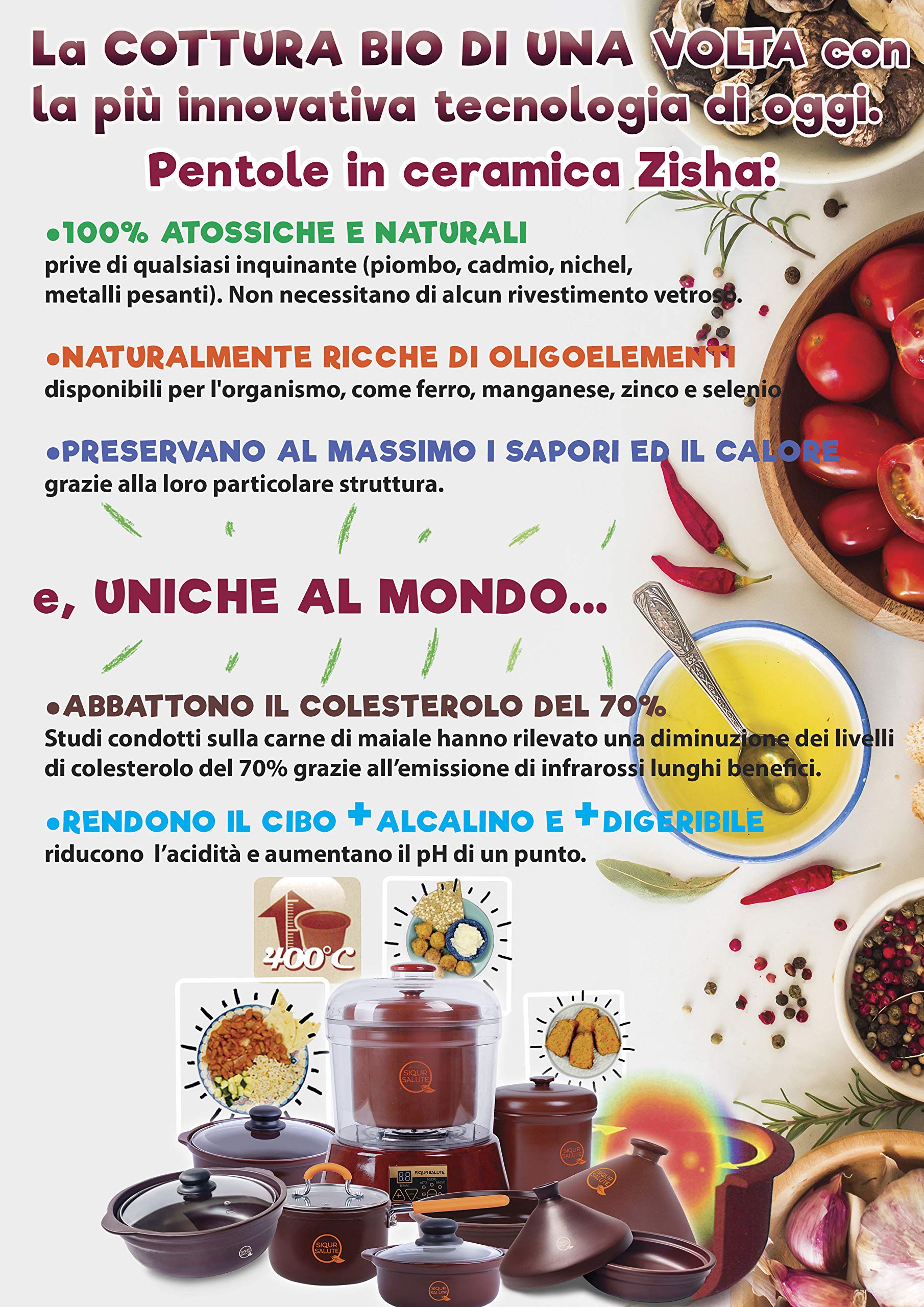 Sistema automatico di cottura, cotture lunghe a bagnomaria in ceramica ZISHA, atossica, completamente naturale, programmabile.