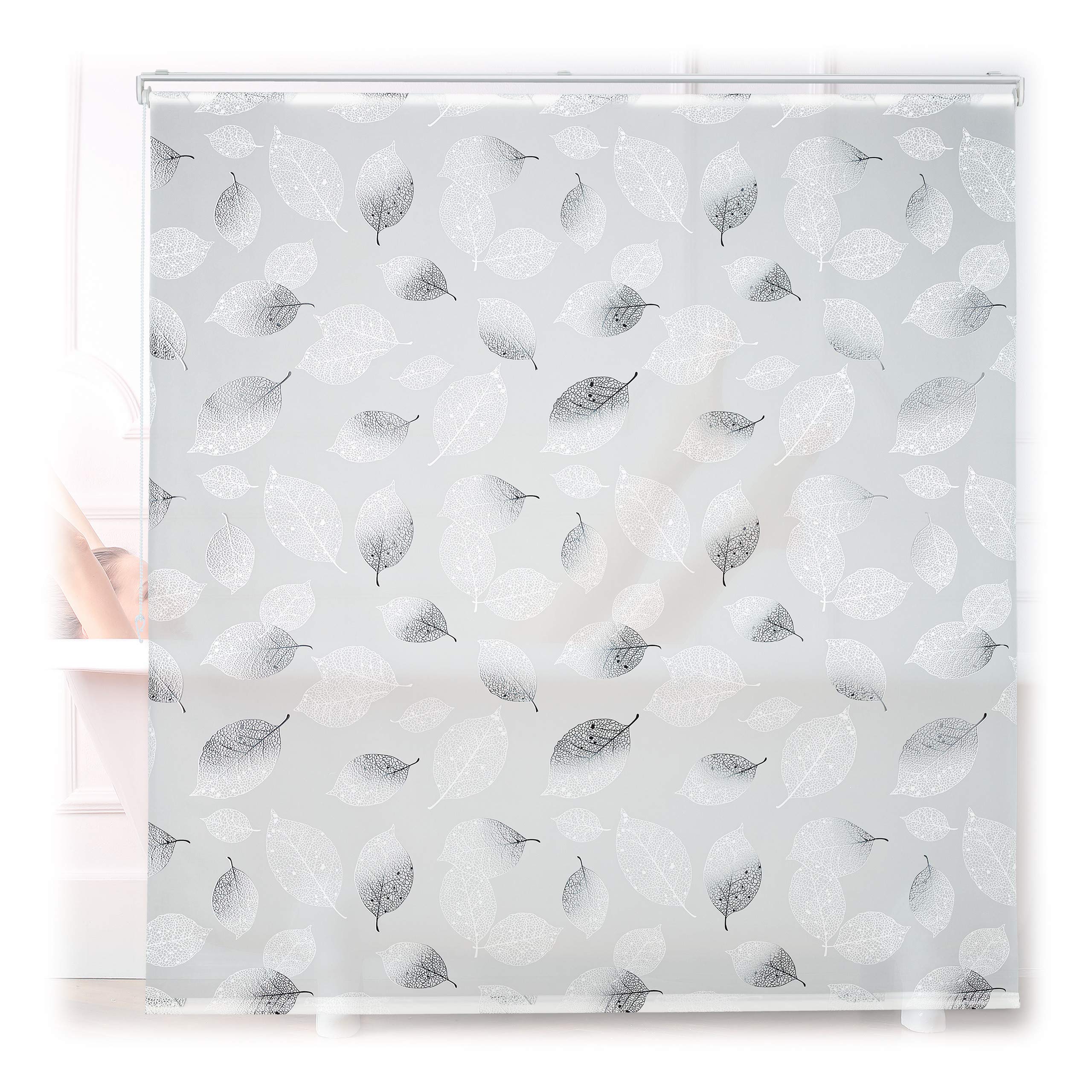 relaxdays Store de Baignoire, 160 x 240 cm, Rideau de Douche avec Chaine, Montage Flexible, Salle de Bain, Noir-​Blanc