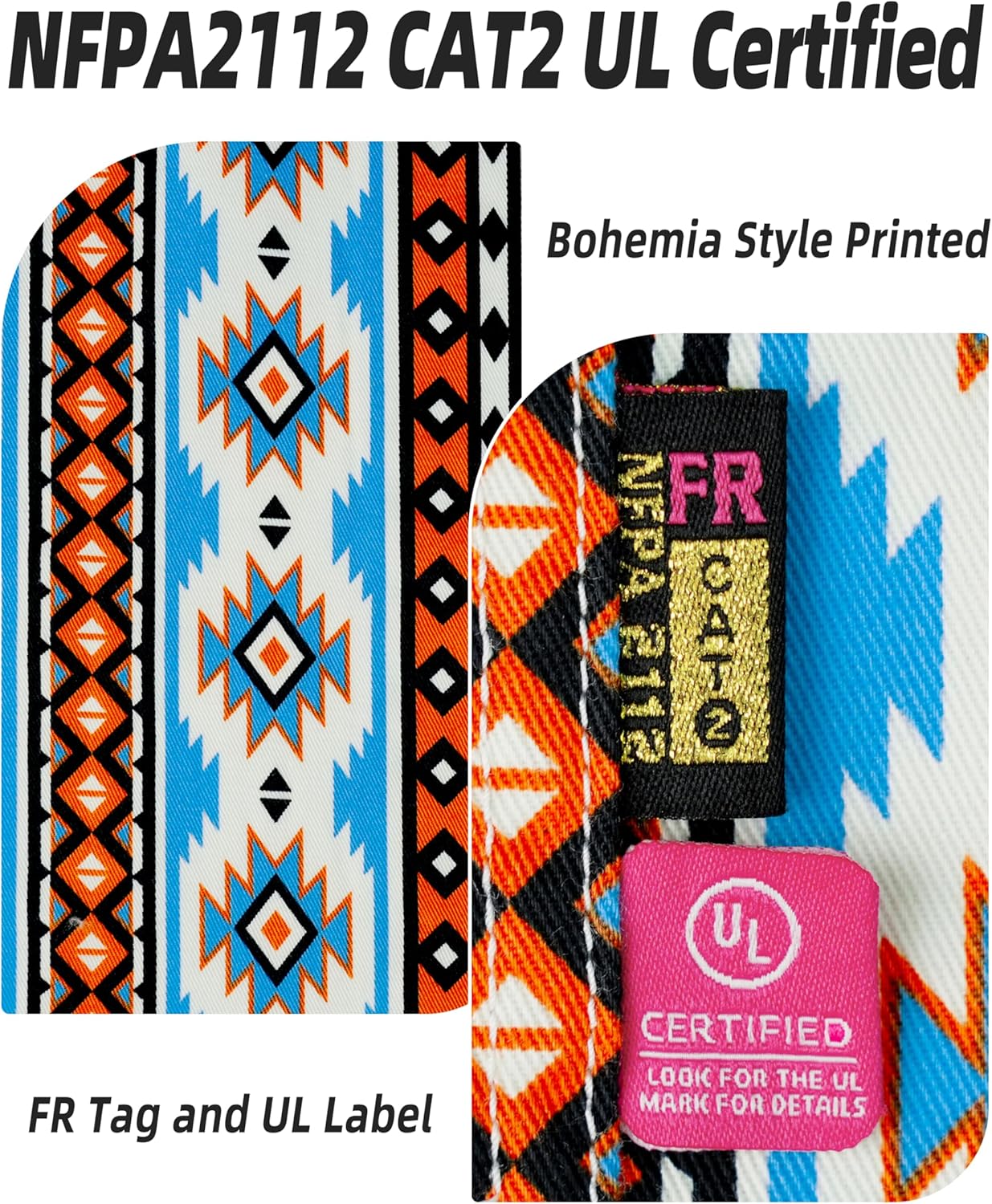 BOCOMAL FR Shirts Printed Bohemia Button Down Flame Resistant NFPA2112 CAT2 Work Shirt - Image 4