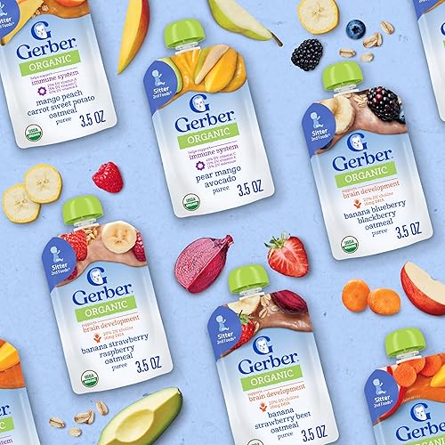 Miniatura 9 de Gerber Bolsas de comida orgánica para bebés, 2nd Foods for Sitter, WonderFoods, Pear Mango Aguacate, 3.5 onzas (paquete de 12)