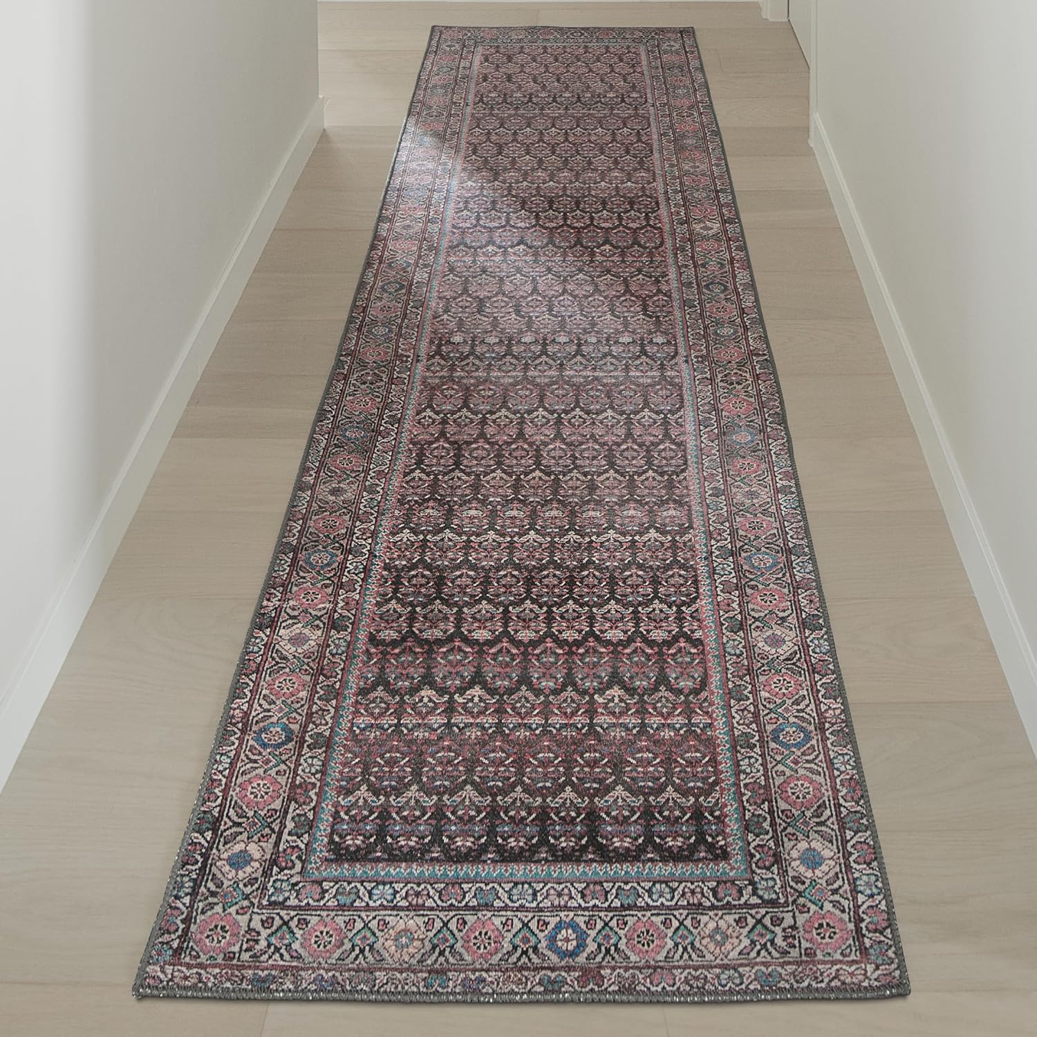 Blooming Bouquet 2’6” x 8’ Runner Rug – Ivory & Clay Floral Heritage Flatweave, Low-Pile – Easy Clean Runner Rug – Perfect for Hallway, Kitchen, Entryway – Pet & Kid Friendly