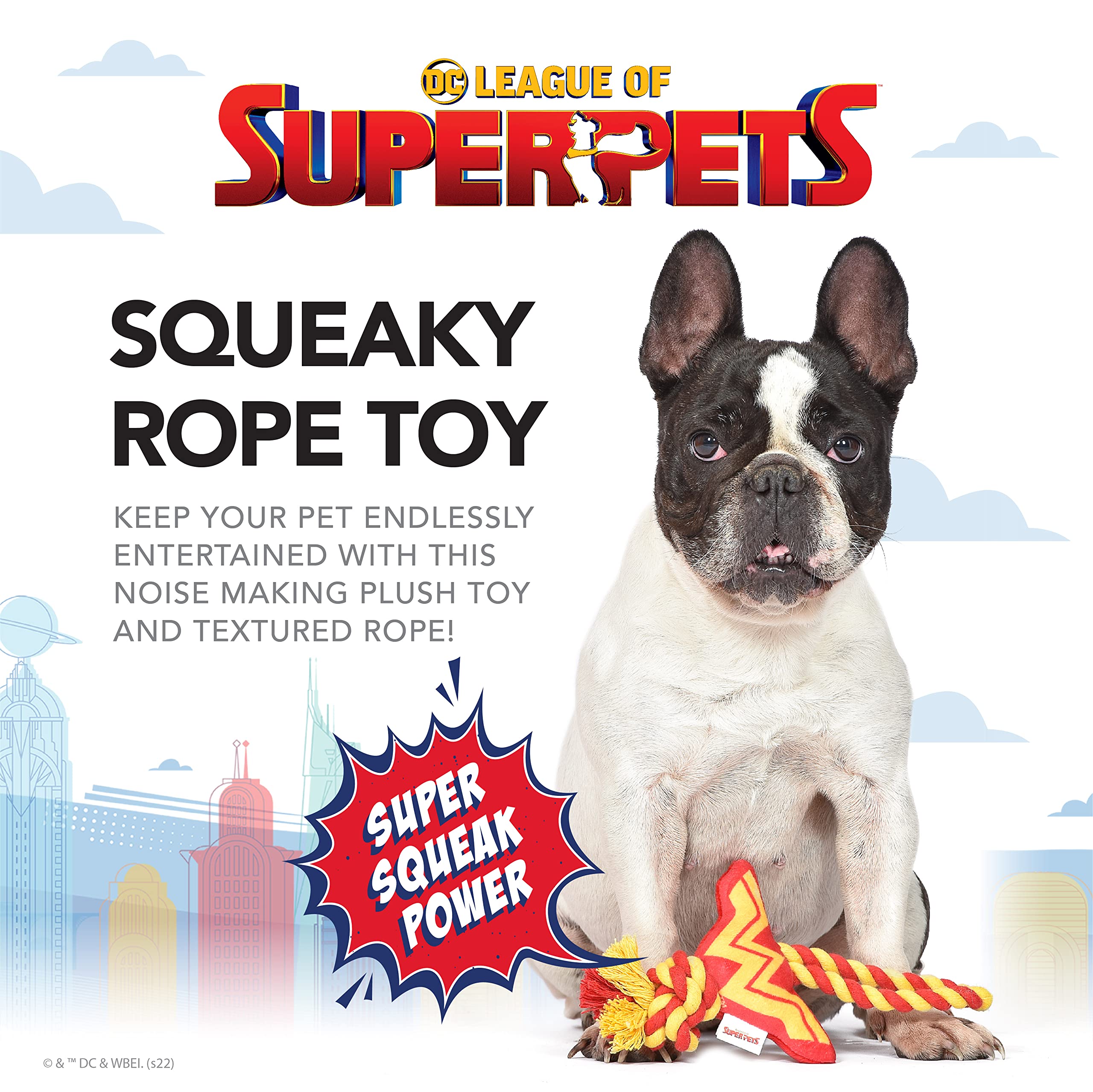 DC Comics Wonder Woman Logo Seil Haustier Spielzeug | Super-Pets Wonder Woman Hundespielzeug Seil Zerren mit Plüsch | Super-Pets Hund Plüsch & Seil Spielzeug Wonder Woman DC Wonder Woman Logo |