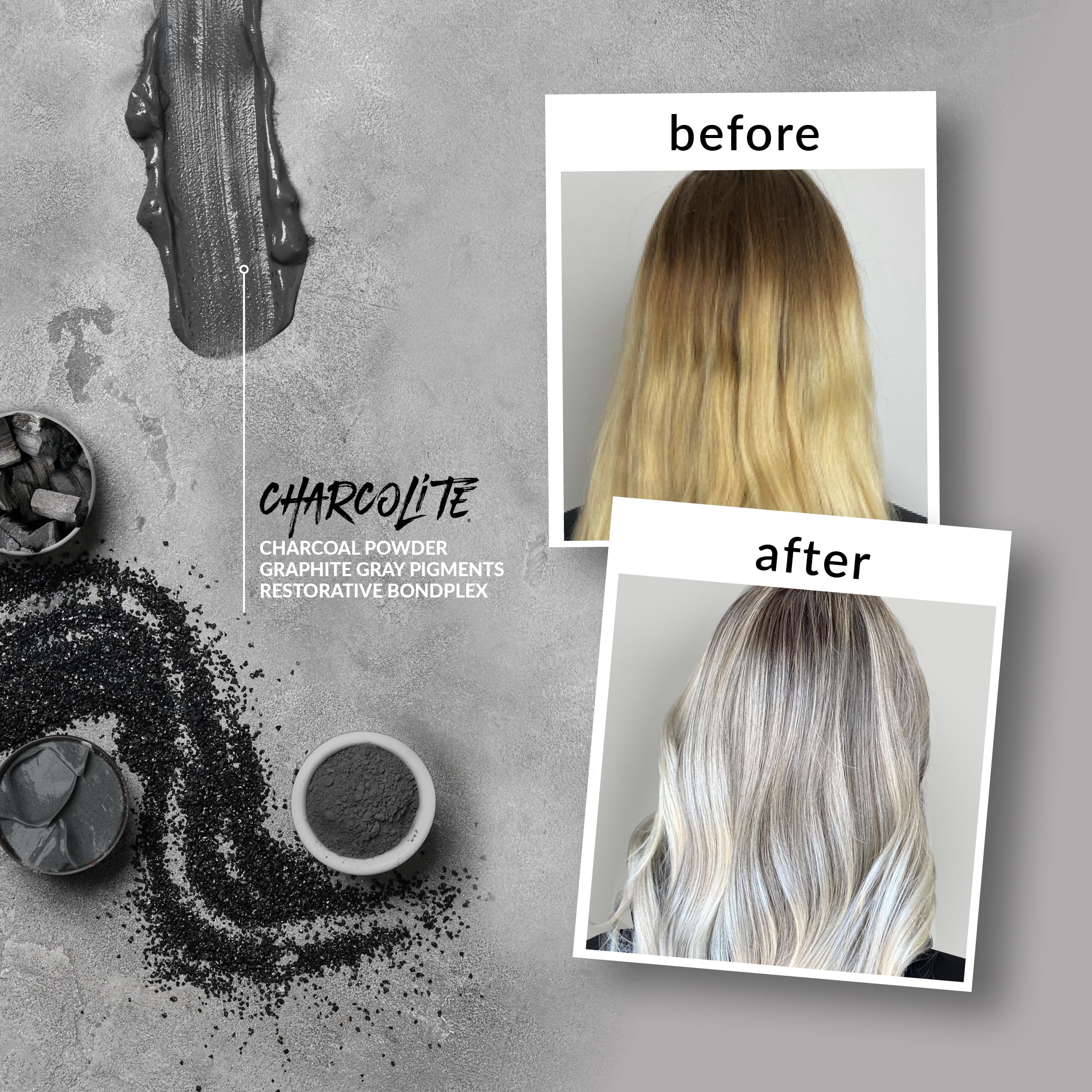 DIFIABA Charcolite - Aclarador para el cabello con carbón activado y BondPlex restaurador, aclarador y tonificador en 1 paso, se eleva a 9 niveles (500, 1, unidad)