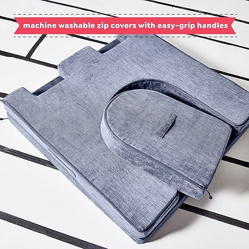 Miniatura 10 de Castillo de juegos para niños y niños pequeños, juego de complementos de sofá para sala de juegos, diseño modular duradero, gris montaña