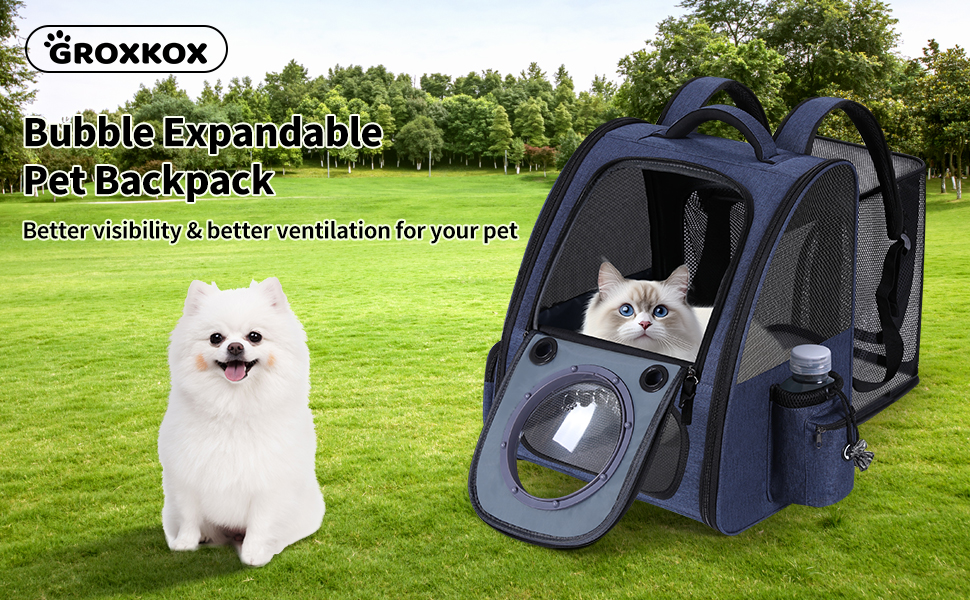 Dogs Backpack Carrier, Expandable Cat Carrier Backpack,Breathable Bubble Pet Backpack for Cat,Kitten and Small Puppy, Large Space,Portable Bags Foldable Cat Backpack for Traveling,Hiking(Black) - image 8