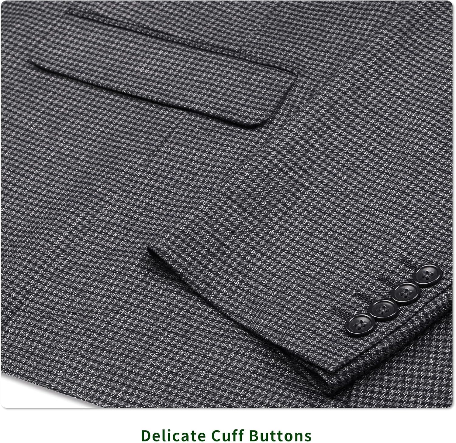 P&L Men's Classic Fit Houndstooth Blazer Sport Coat 2 Button Casual Jacket for Business, Party & Travel - Image 4