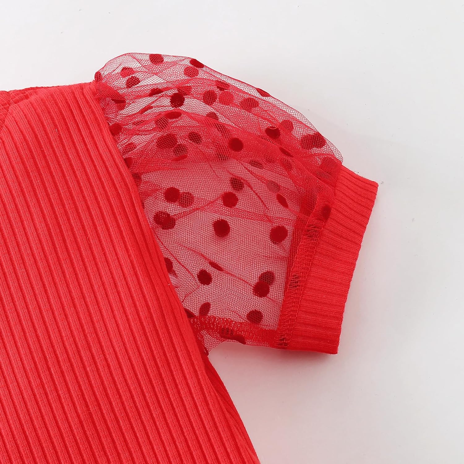 Magic Park 1-6Y Baby Girl Ribbed T-Shirts Toddler Puff Sleeve Blouse Kids Knit Tee Girls Solid Color Casual Tops - Image 4