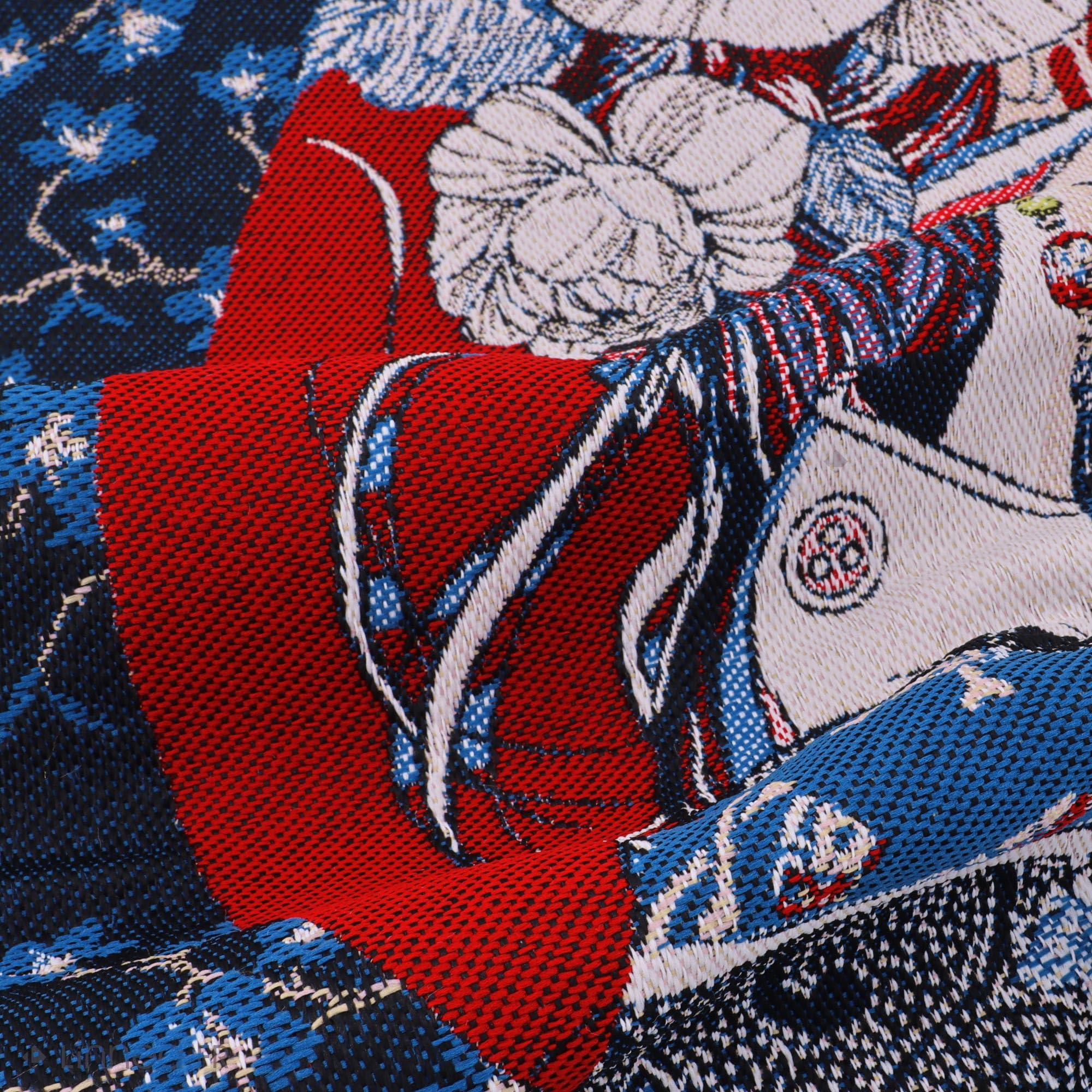 Carré Jacquard MINA Motif Geisha Chibi Turquoise