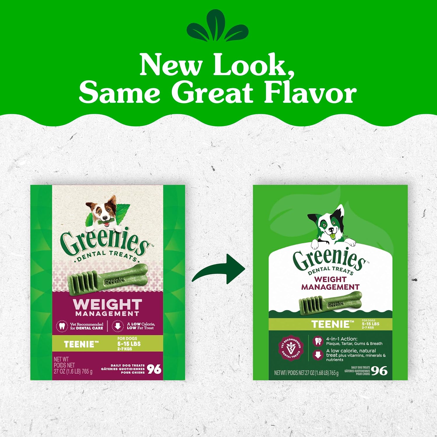 Greenies Veterinarian-Recommended Adult Natural Dental Dog Treats Teenie Size, Weight Management Dog Dental Chews, 27 oz. Pack, 96 Count