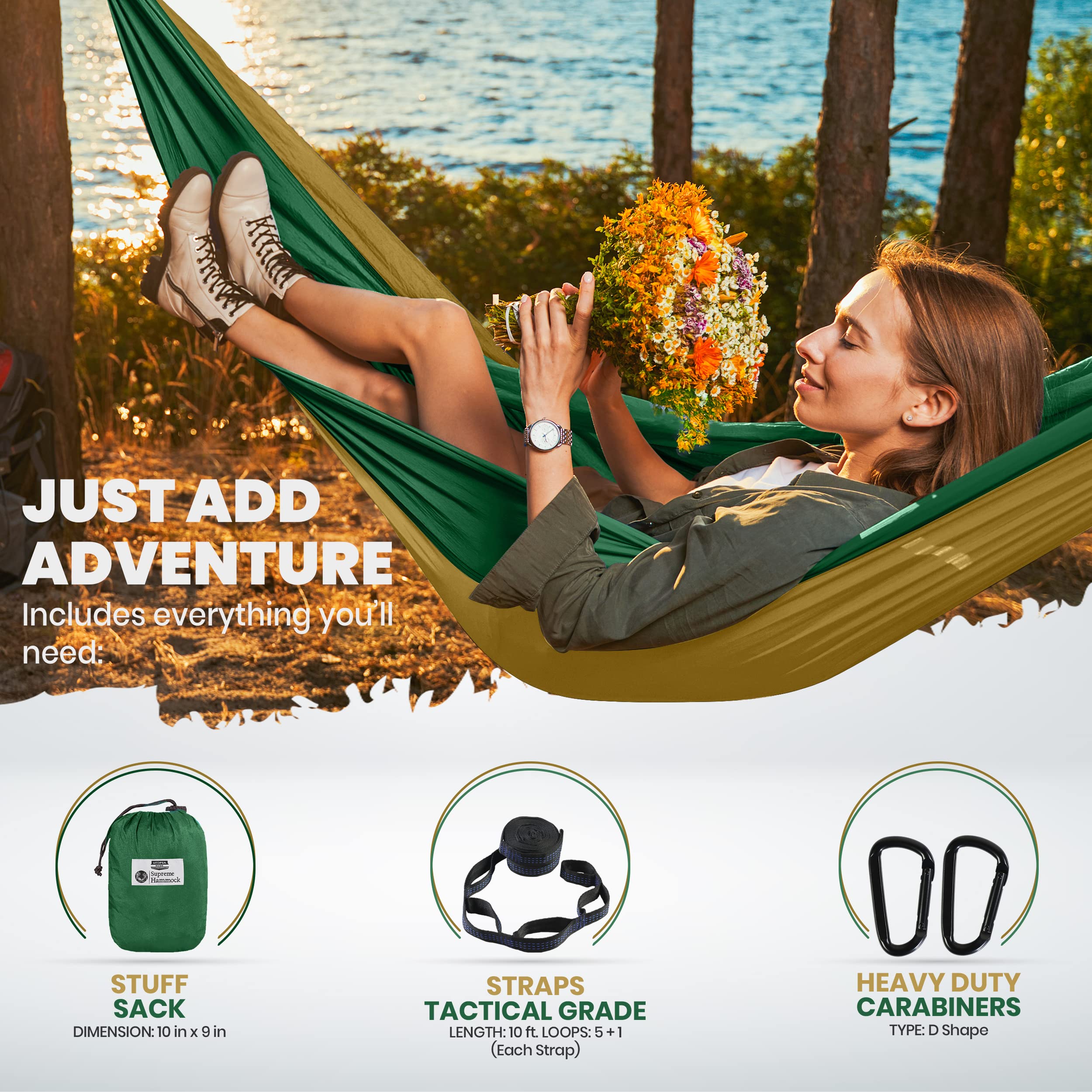 Hammock Utopia Home & Double Camping Single with Tree Straps 0