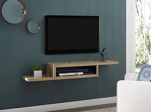 Miniatura 27 de Martin Furniture - Consola flotante asimétrica para TV, para montarse en la pared. Skyline Nogal,Banco Burba,Gris Stone,Nogal Colombino