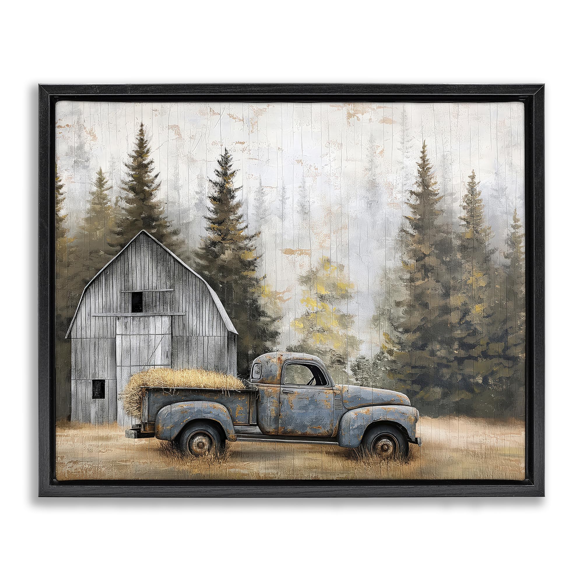Stupell Industries Autumn Barn and Pine Forest Rustic Landscape Wall Art for Living Room, 24 x 30 Inch Gallery Wrapped Canvas Wall Art in Floater Frame, by Imagine It Images, Made in USA Gift