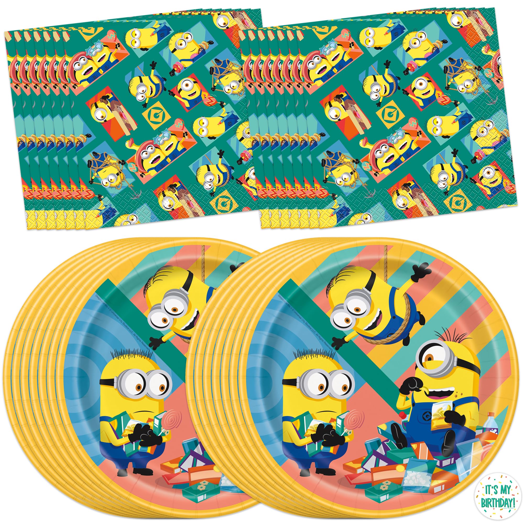 Unique Minions Birthday Party Decorations | Plates and Napkins for 16 | Minion Birthday Party Decorations | Officially Licensed