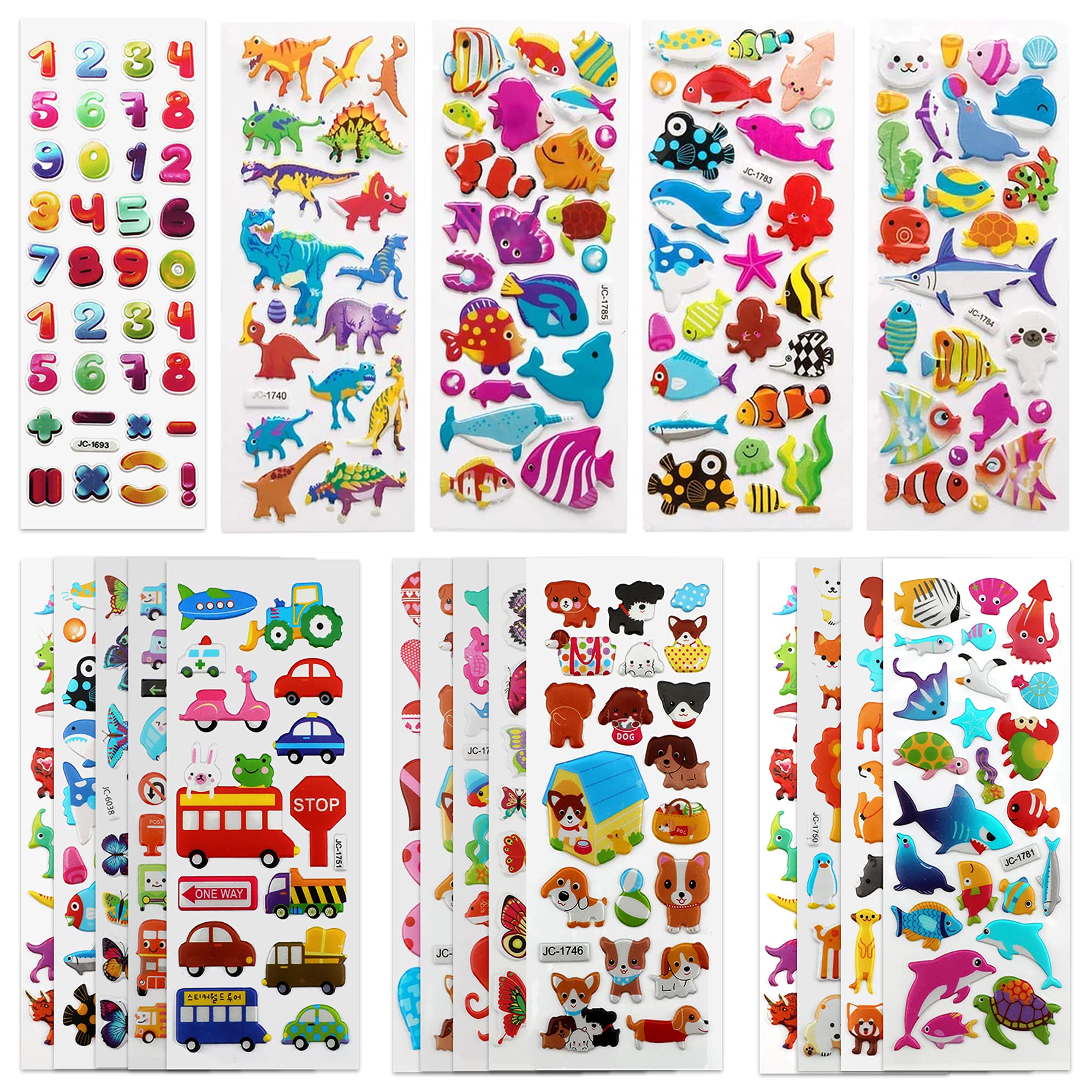 savita 3d stickers for kids amp toddlers 500 puffy stickers variety pack for scrapbooking bullet journal including animal numbers fruits fish dinosaurs cars and more