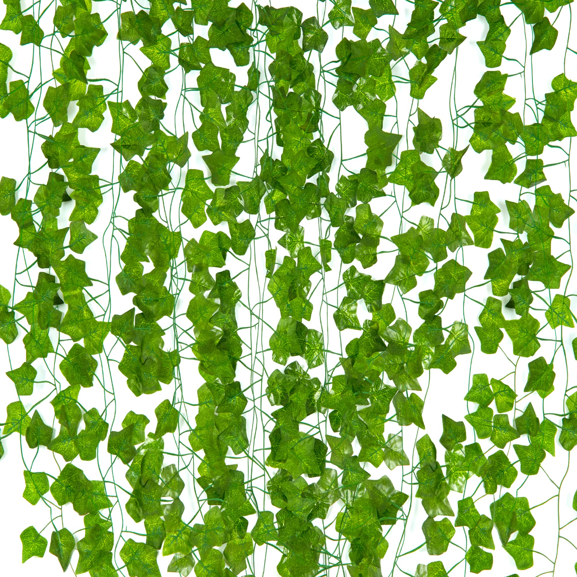 ZENO Artificial Ivy Leaf Vines - 12 Pack 84 Ft | Artificial Ivy Garland | Hanging Plants | English Ivy Garland for Weddings Home Kitchen Garden Office Wall Decor | Fake Leaves | Fake Vines