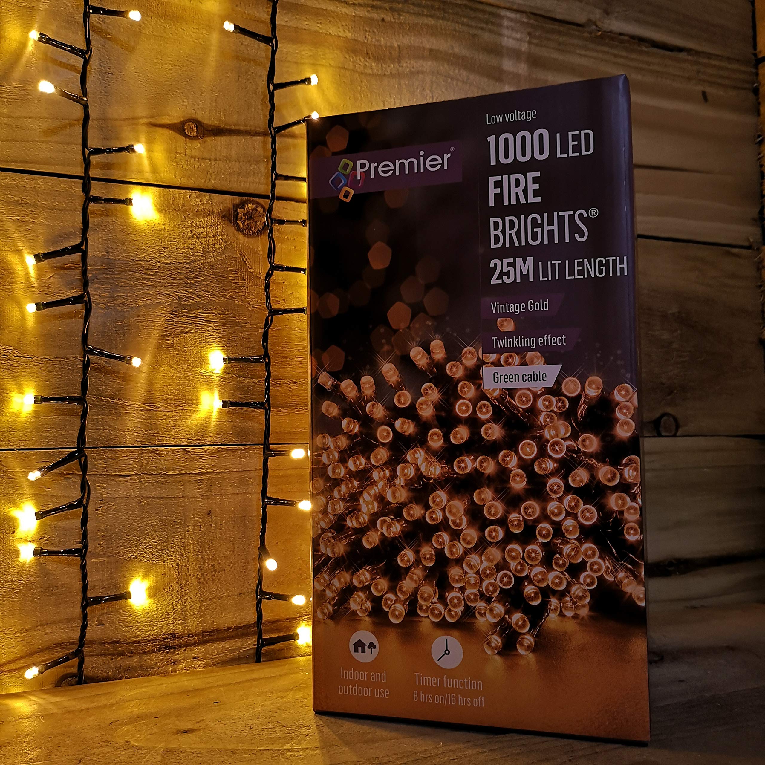 Premier Gold Christmas 1000 Outdoor Fire-Brights Leds With Timer - Vintage