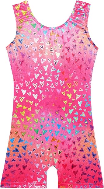BAOHULU Gymnastics Leotards for Girls Kids Sparkle Tank Biketards with Shorts Dance Outfit