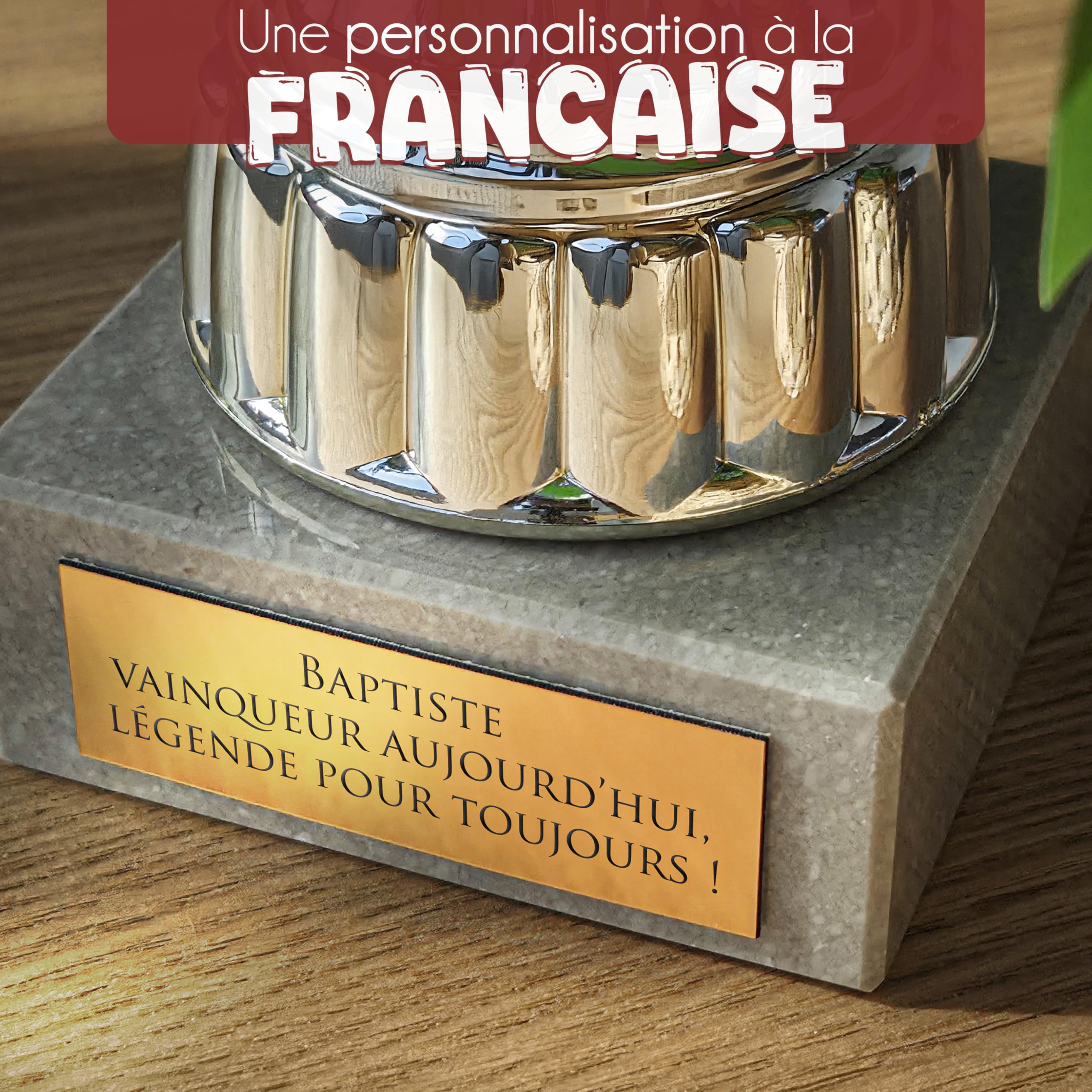 KDO MAGIC Trophée Personnalisable - Coupe personnalisée avec Texte - Gravure - Plusieurs modèles - Or et Argent - Cadeau fête des Pères, Anniversaire, Sport