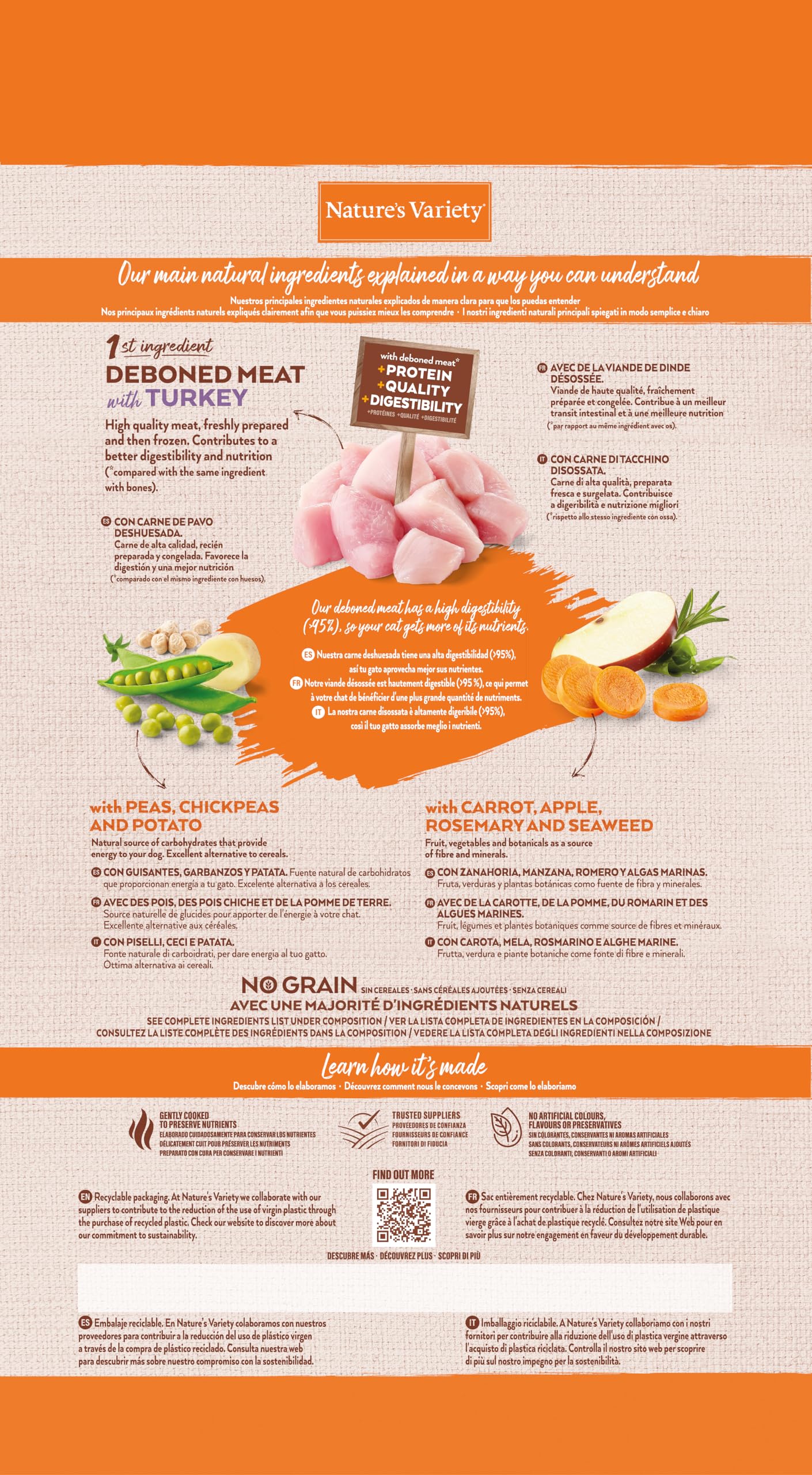 Nature's Variety No Grain - Croquettes pour Chat Stérilisé - Dinde - 3kg