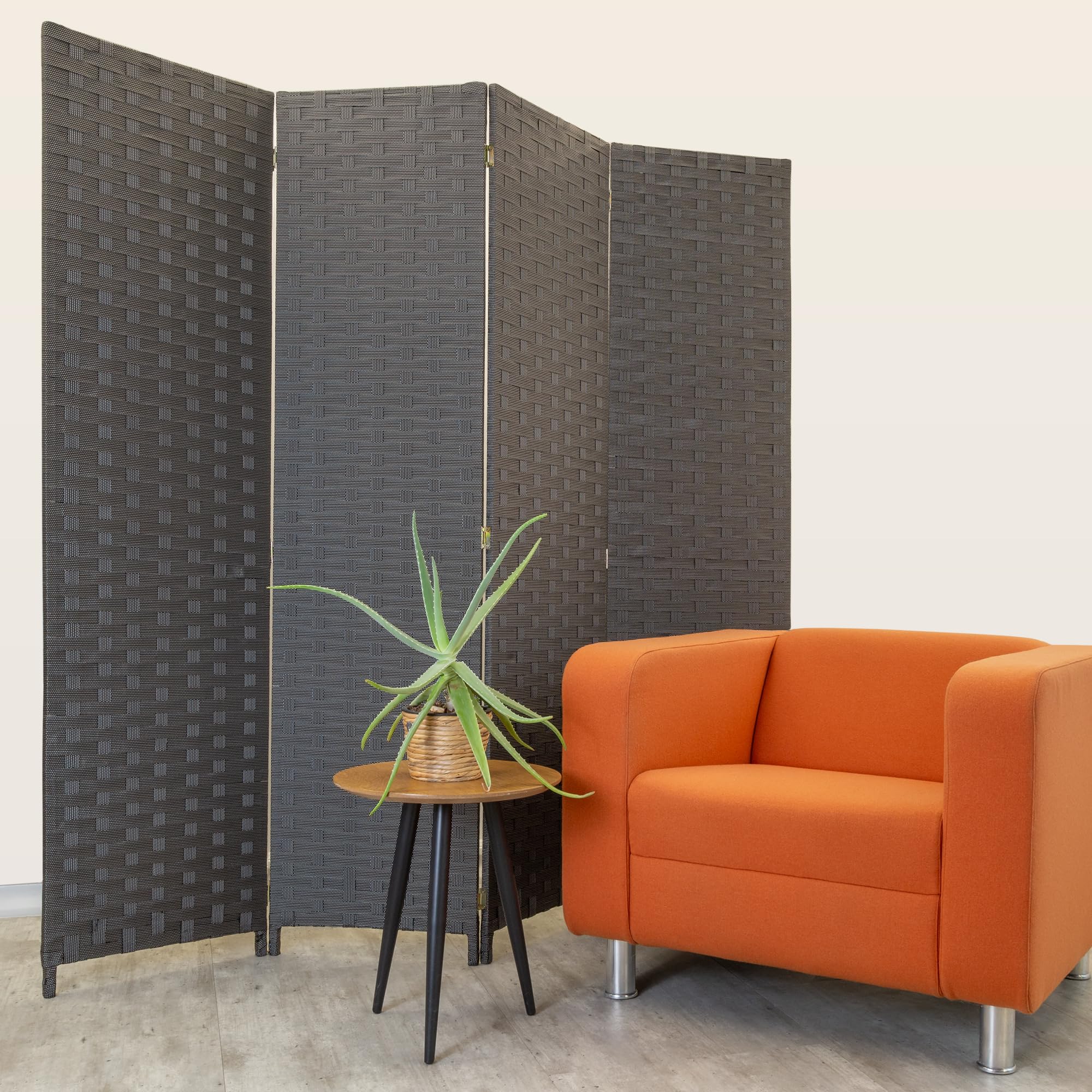 HEXIM Biombo de interior 180x180 cm - Paravent plegable de 4 paneles - Pantalla de privacidad para terraza y jardín, Biombos (LR189-negro blanco punteado)