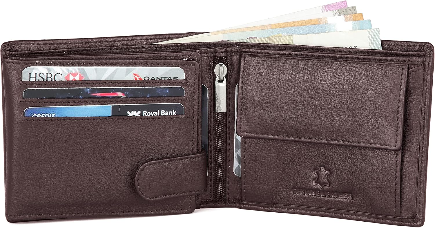 WildHorn India RFID Protected Leather Men's Wallet, BROWN, 4.5 x 3.7 x 0.7 inches, Classic