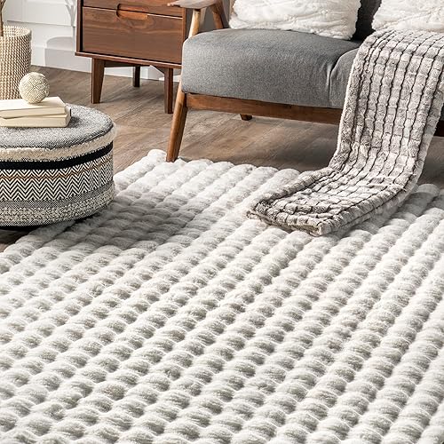 Miniatura 3 de nuLOOM Jeni - Alfombra a cuadros de 4 x 6 pies, lavable a máquina, para sala de estar, dormitorio, comedor, cocina, color blanco roto