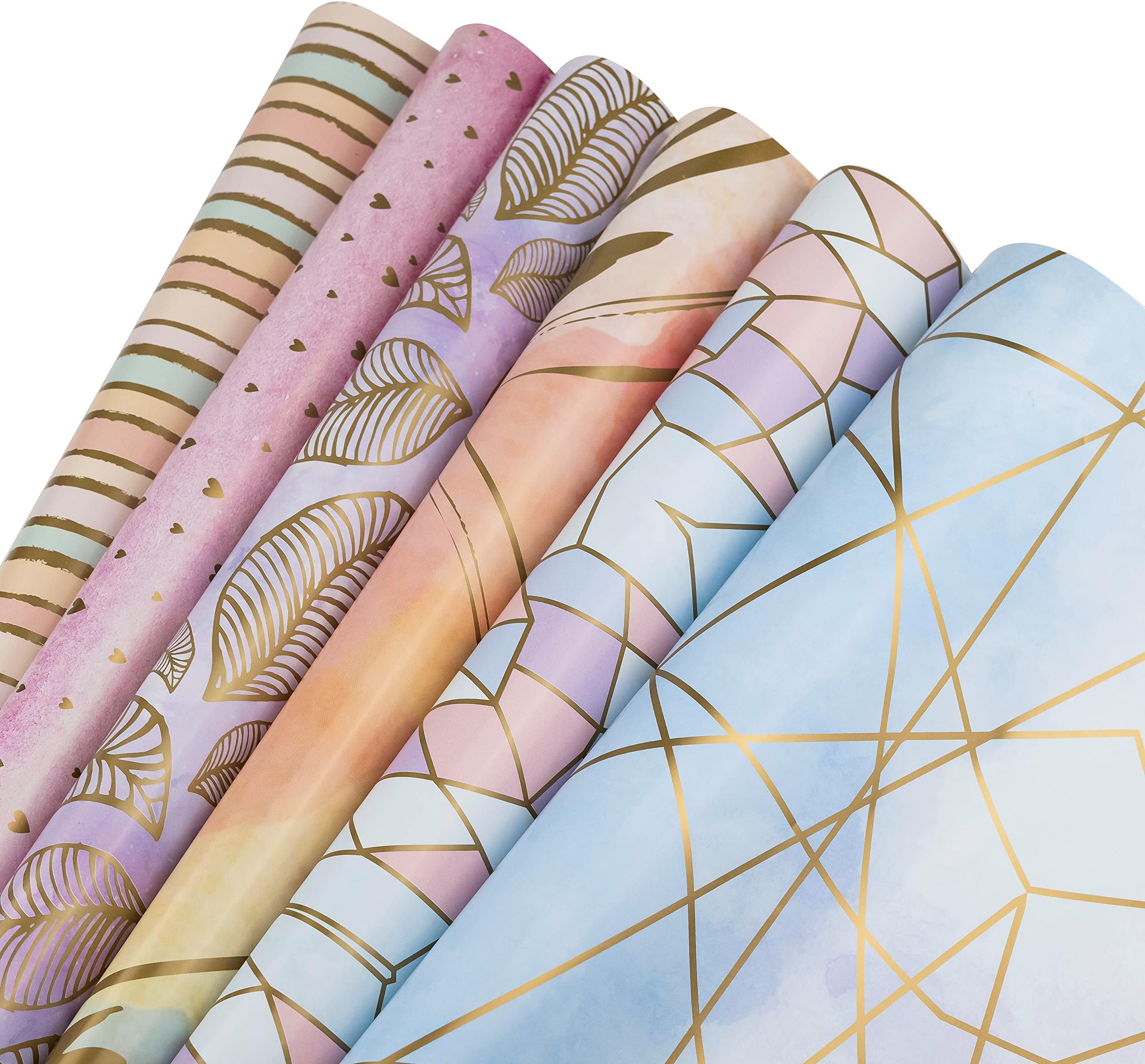 Birch & Co. Gift Wrapping Paper Sheet - Premium Design Paper for Packing, Mix, Pack of 6, Multicolor