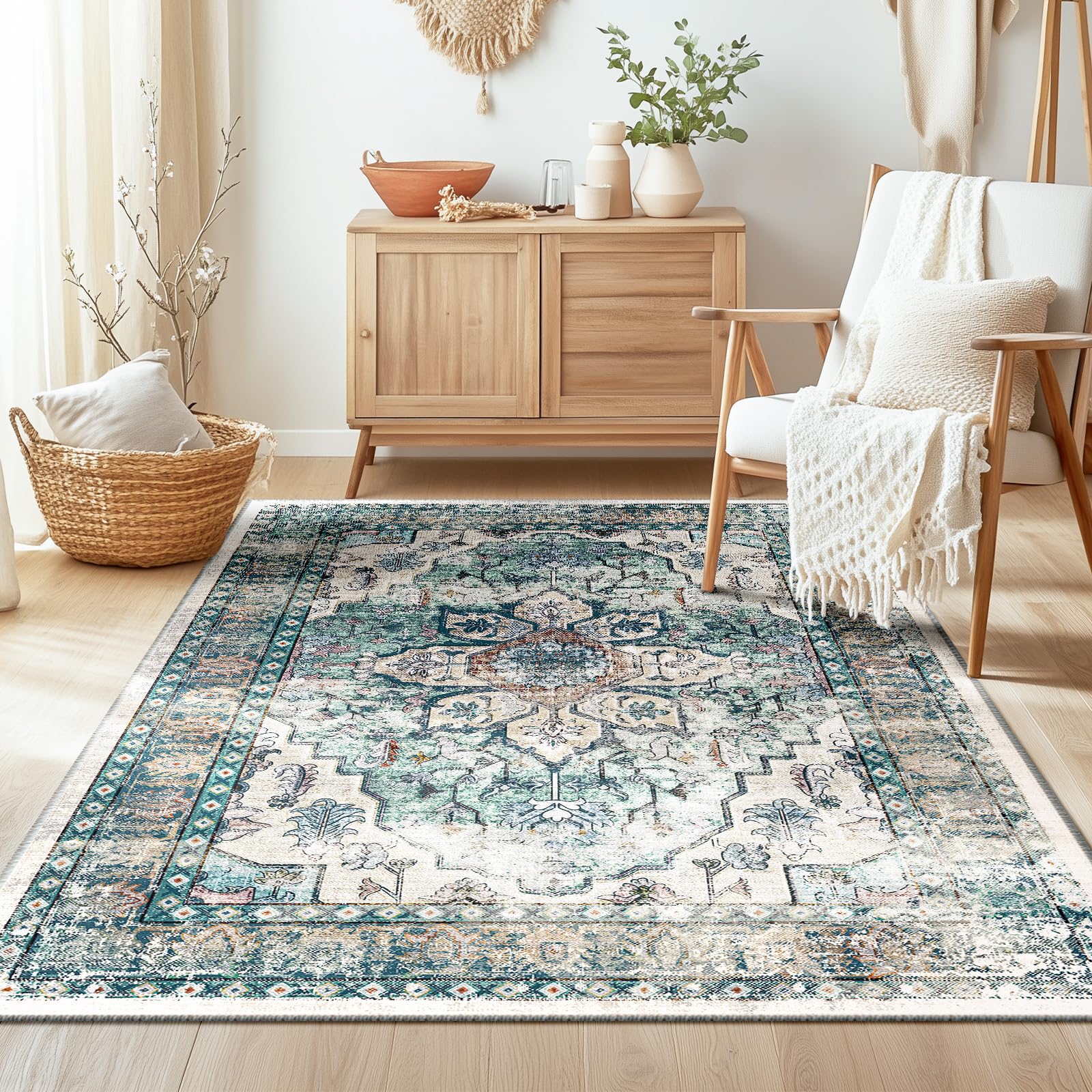 BESTSWEETIE Area Rug 4x6 Rugs for Living Room 4 x 6 Boho Rugs Washable ...