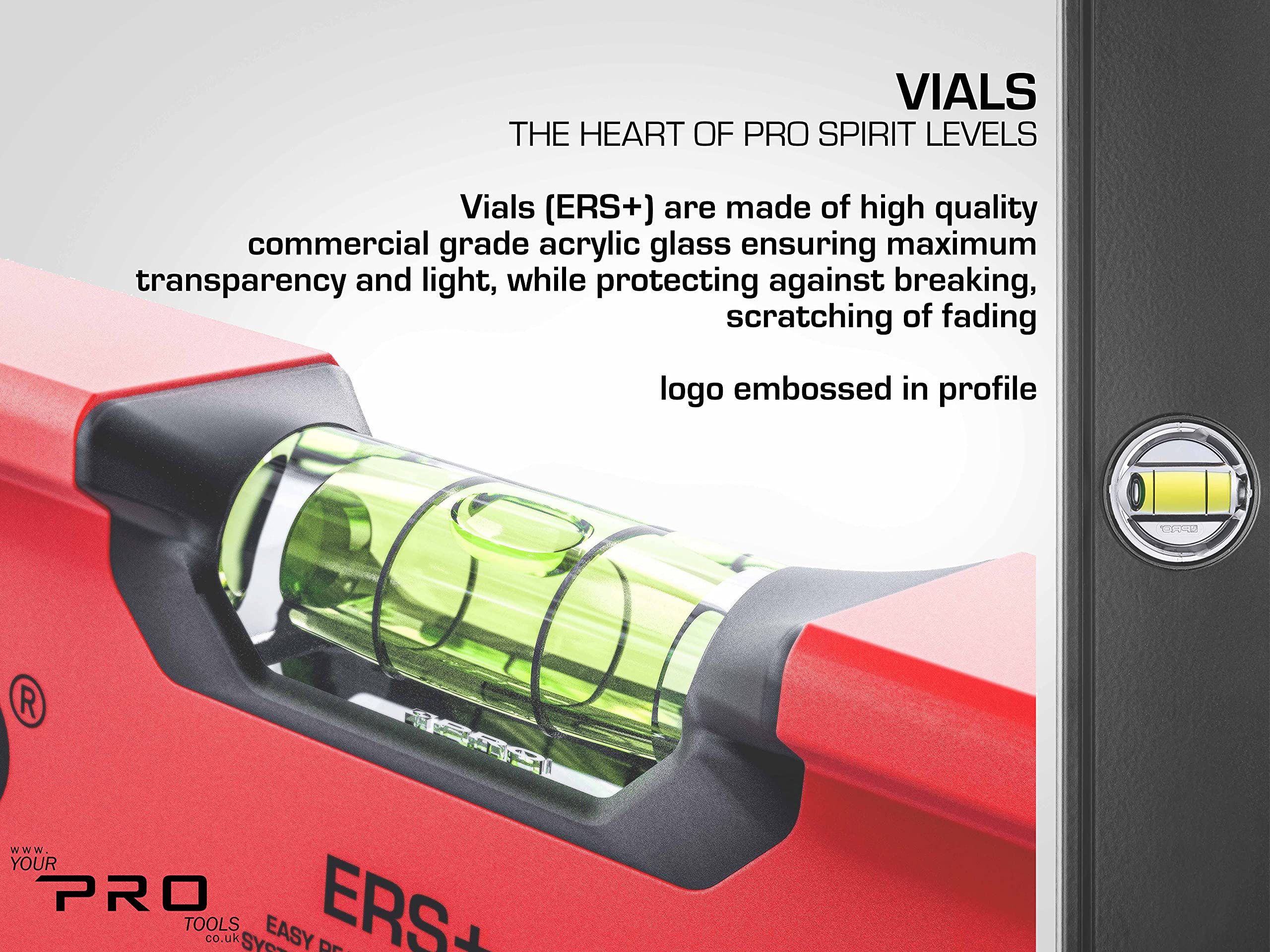 PRO800 Livella a Bolla 200cm fresata su un lato con Profilo Ergonomico - ERS+ (Easy Reading System) Livella bolla e precisa con tappi di chiusura antiurto - Colore Nero