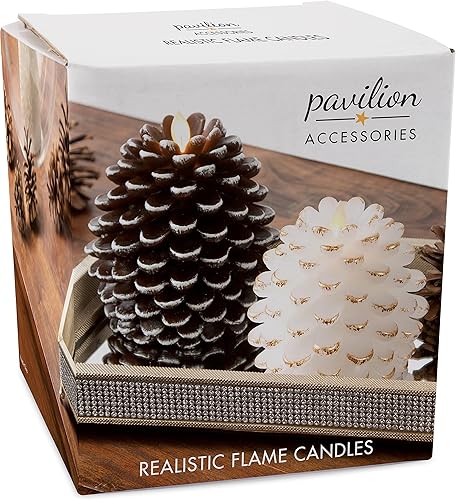 Miniatura 5 de Pavilion Gift Company - Vela de llama realista de piña blanca de 4.25 pulgadas con iluminación LED, funciona con pilas, hecha de cera real
