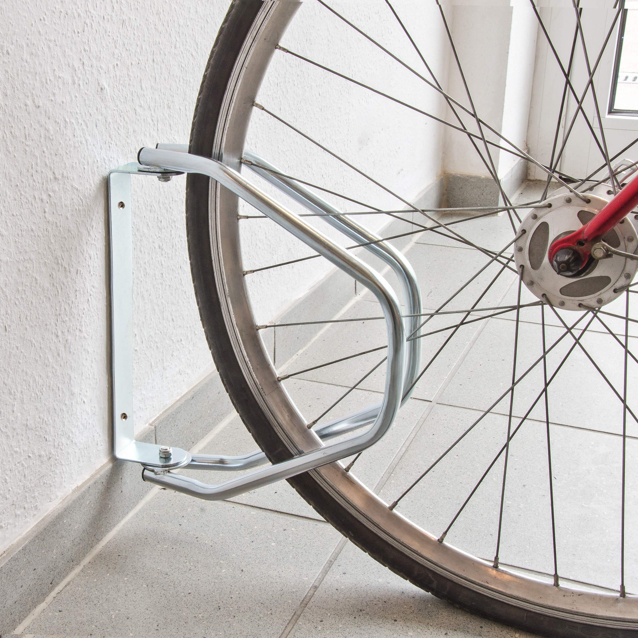 Relaxdays Soporte de Pared para 1 Bicicleta, galvanizado, Ajustable, Altura 32,5 x 9 x 28,5 cm, Color Plateado