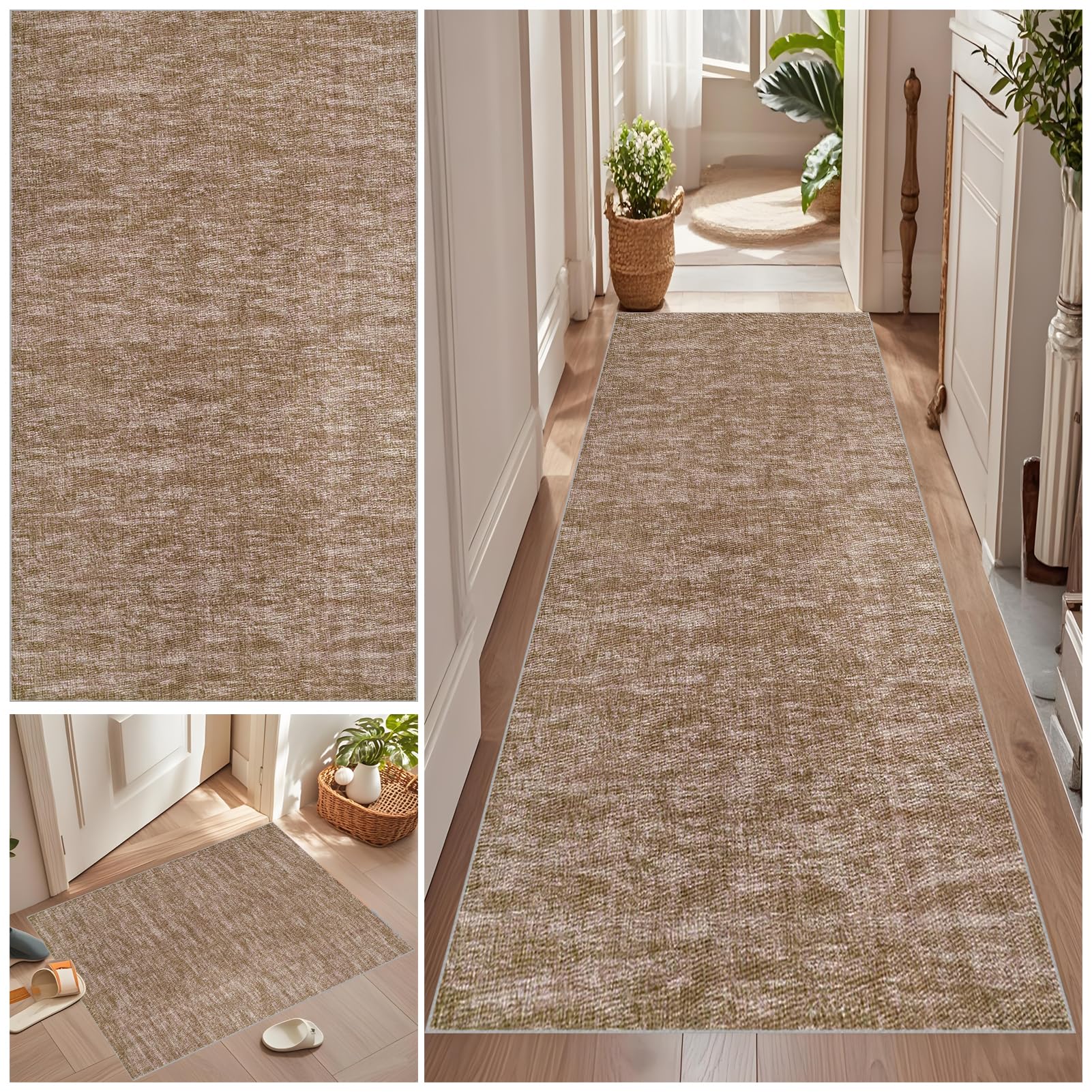 Tapis de couloir antidérapant 90x450 cm à poils courts pour cuisine et salon