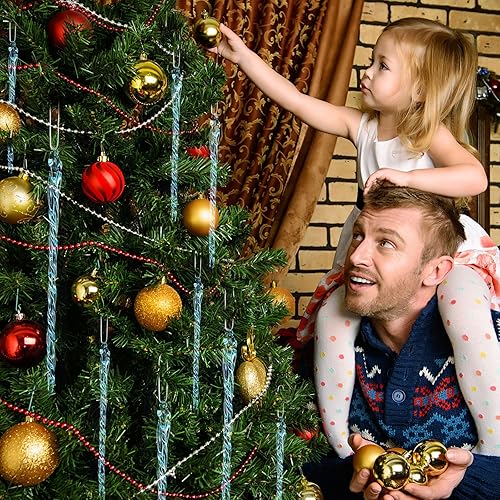 Miniatura 6 de Carámbano de vidrio de 3.5 a 7.8 pulgadas, adornos de Navidad de carámbanos de vidrio torcido, decoraciones de carámbanos para colgar (azul claro,