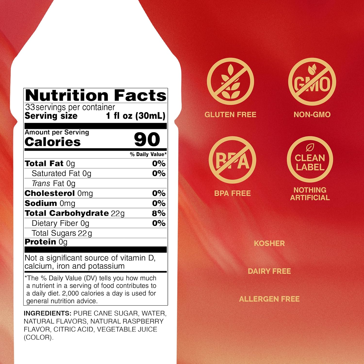 Monin - Raspberry Syrup, Sweet and Tart, Great for Cocktails and Lemonades, Gluten-Free, Non-GMO (1 Liter)