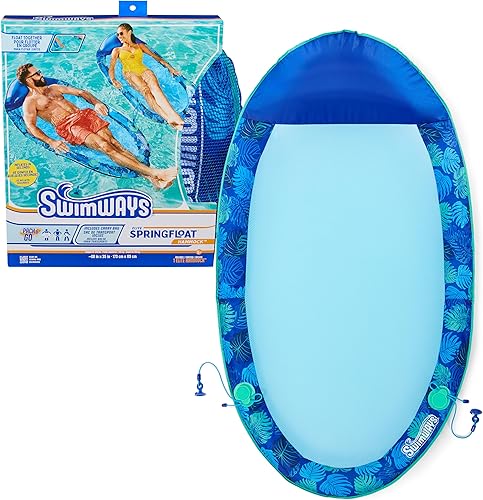 SwimWays Elite Spring Float Hamaca Tumbona de piscina, flotadores inflables de piscina con inflado rápido, hamaca de piscina para adultos de hasta