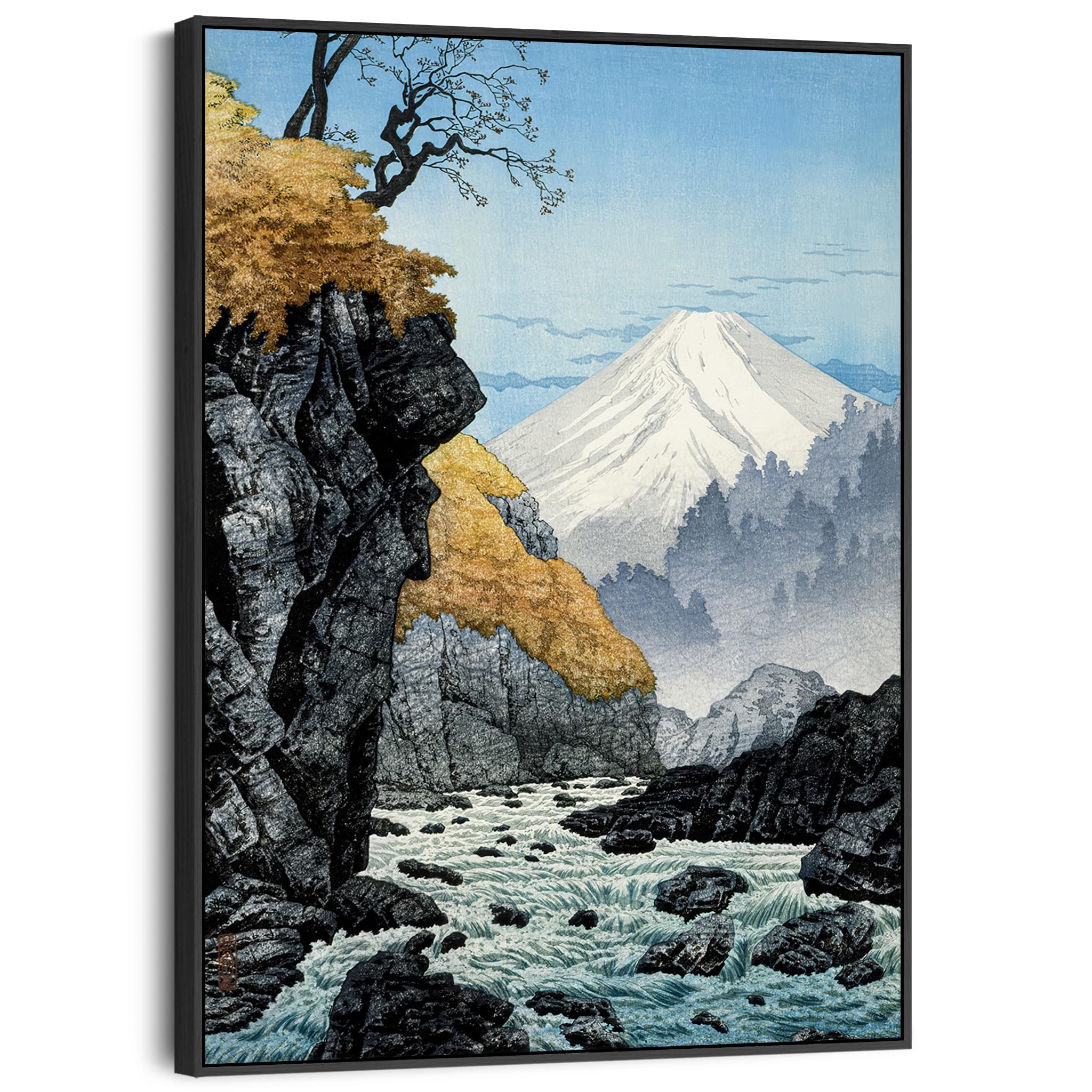 Wallfillers Blue Mount-Ashitaka-Japanese-Canvas-Wall-Art-Print-Framed-Of-Hiroaki-Takahashi-Painting (47Cm X 69Cm)