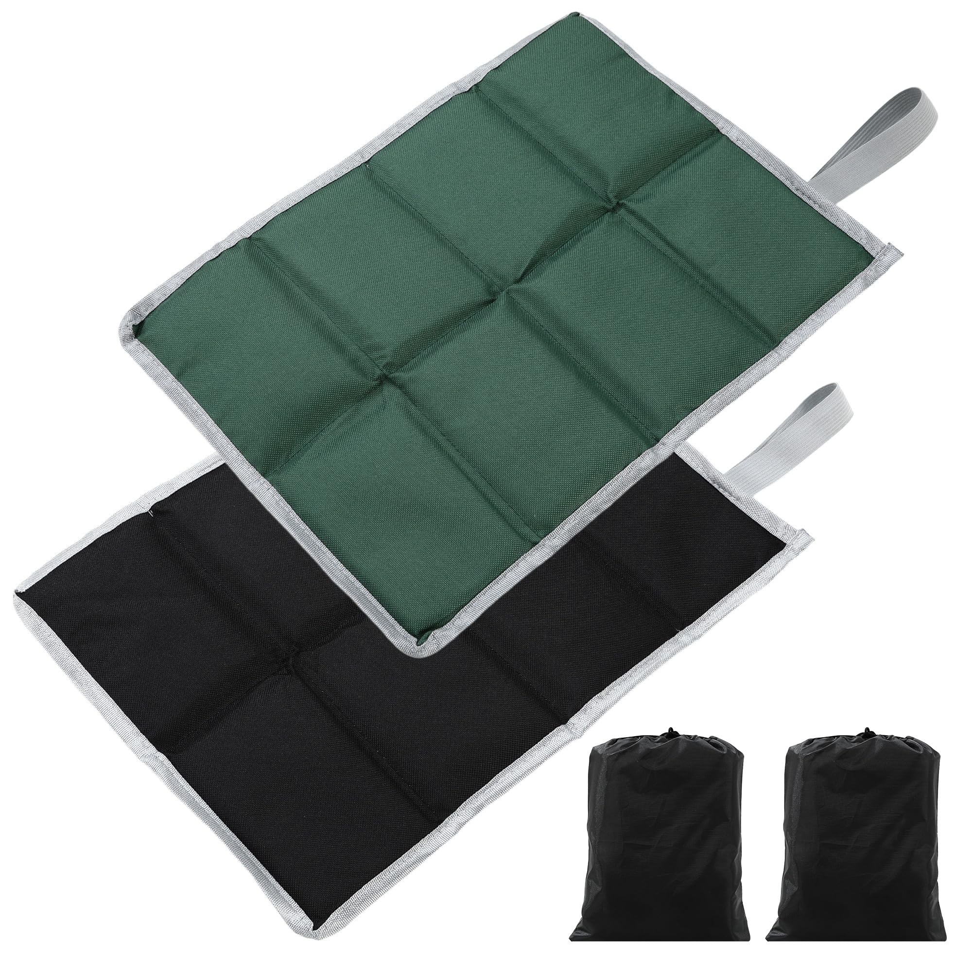 HAOYULUO 2 Stück Outdoor Sitzkissen Faltbar,Sitzkissen Outdoor Thermo,Sitzkissen Wasserdicht mit 2 Aufbewahrungstaschen,Geeignet für Reisen im Freien, Picknick, Wandern usw. (Schwarz + Grün)