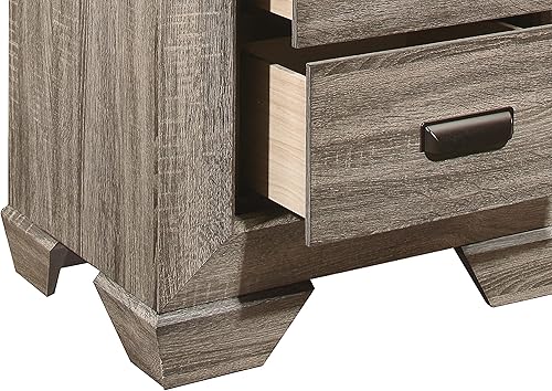 Miniatura 7 de NewCosmos Acabado natural 1 unidad de mesita de noche plana dos cajones de cola de milano mesa auxiliar de madera para dormitorio