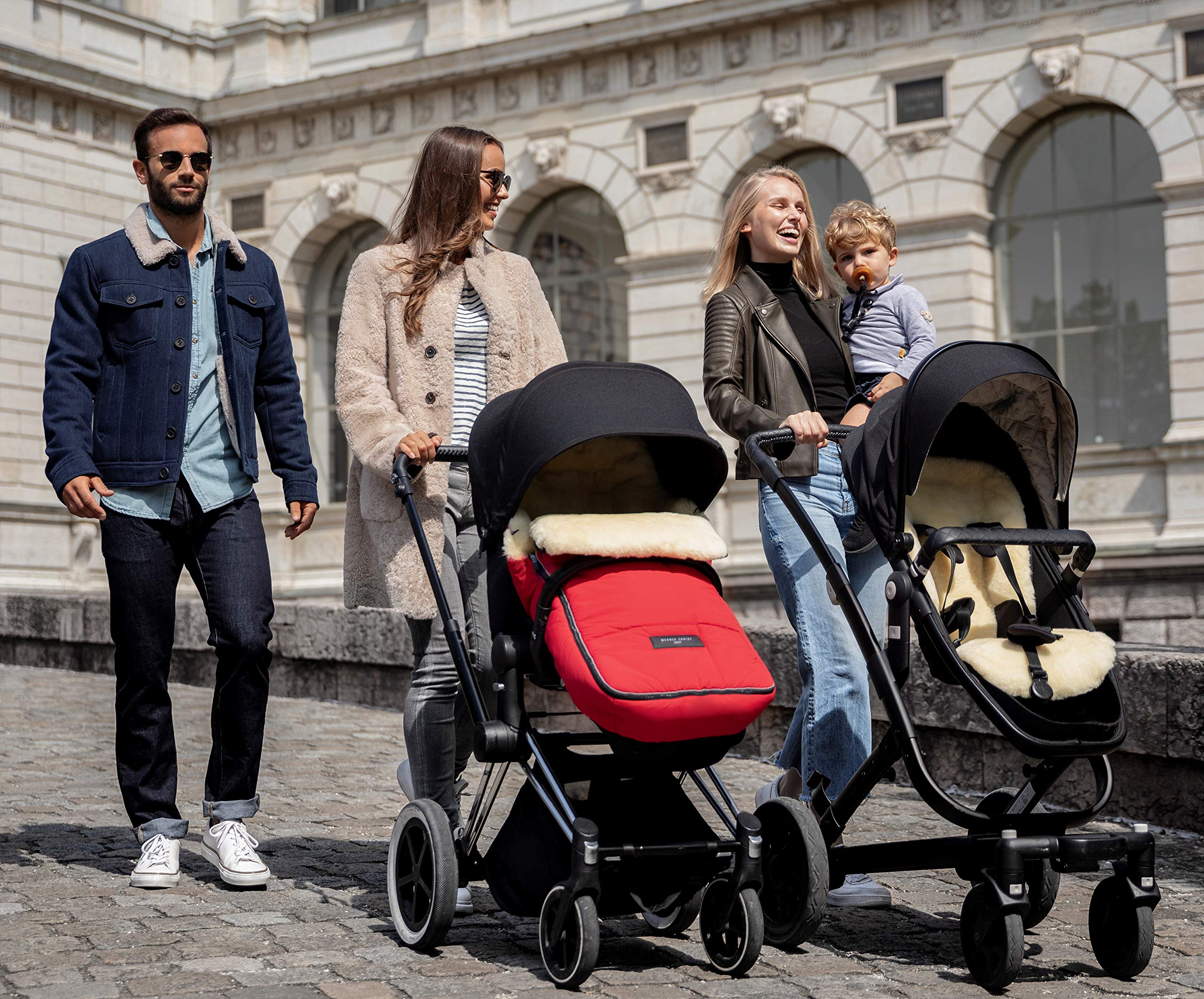 CHRIST Saco bebé Invierno Arosa de Piel de Cordero para Carrito de Werner Baby - Curtido Medicinal, Saco Universal para Coche, sillas de Paseo o Buggy, Color: Negro
