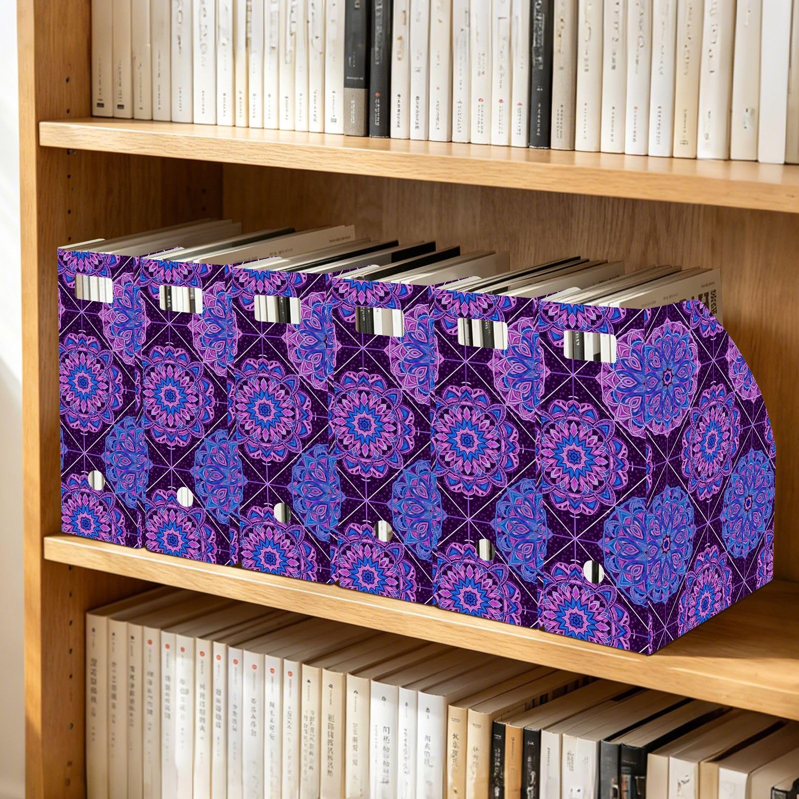 Confezione piatta estetica floreale viola organizer per scrivania