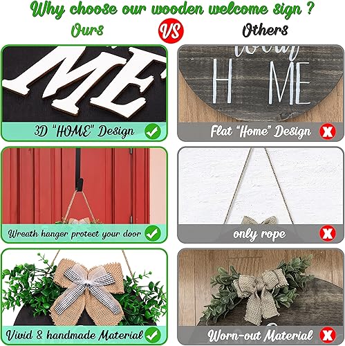 Miniatura 7 de jollylife Letrero de bienvenida intercambiable de temporada para decoración de puerta delantera, decoración para el hogar, porche, interior y