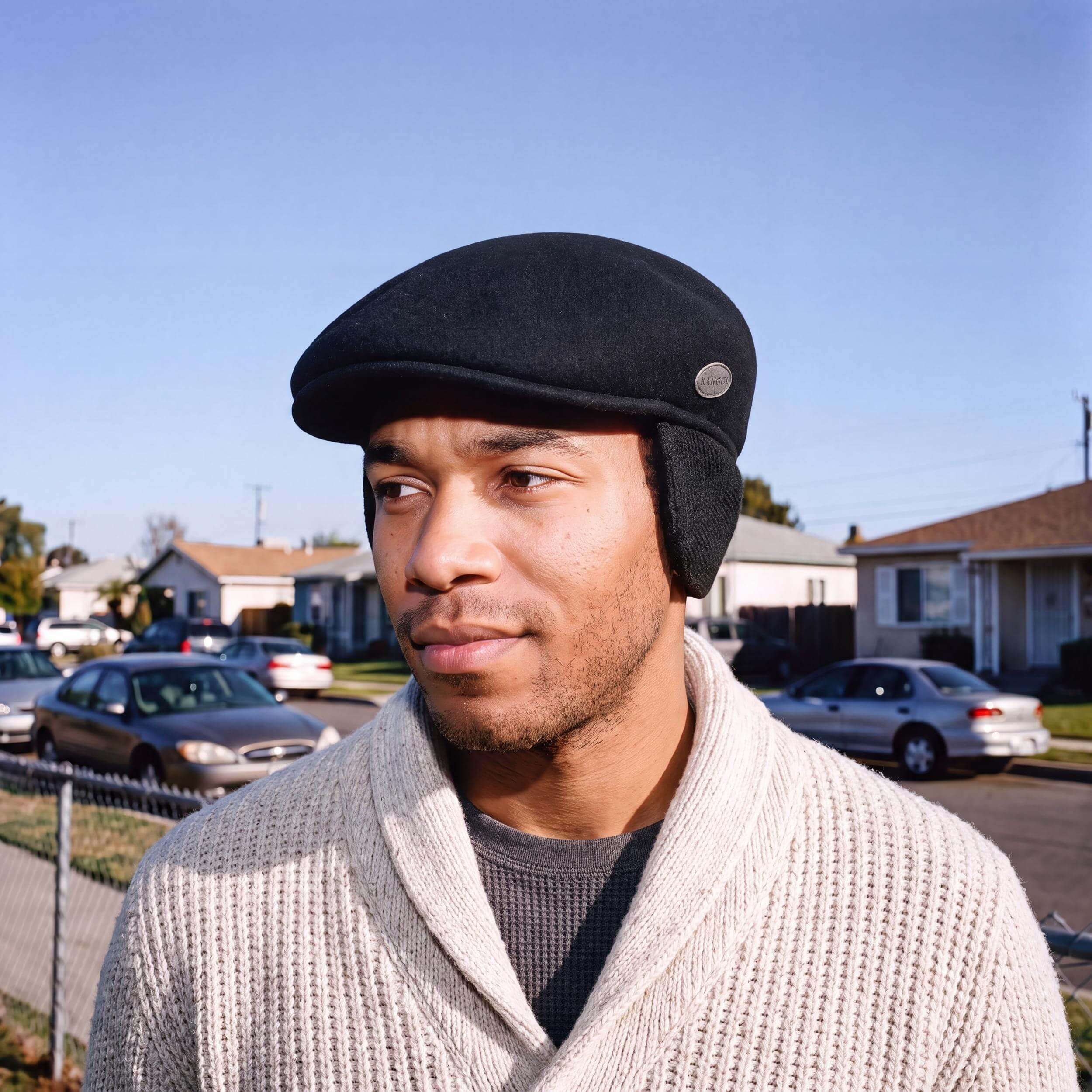 Kangol Das Original Flatcap 504 Earflaps Schiebermütze Schirmmütze Herrencap Wollcap Ohrenklappen Herren - mit Schirm, Winter Herbst-Winter