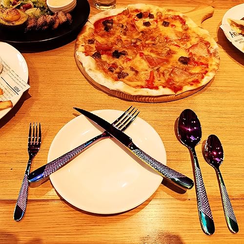 Miniatura 5 de El juego de cubiertos de 20 piezas incluye tenedores, cuchillos y cucharas, juego de cubiertos de acero inoxidable para el hogar, cocina,