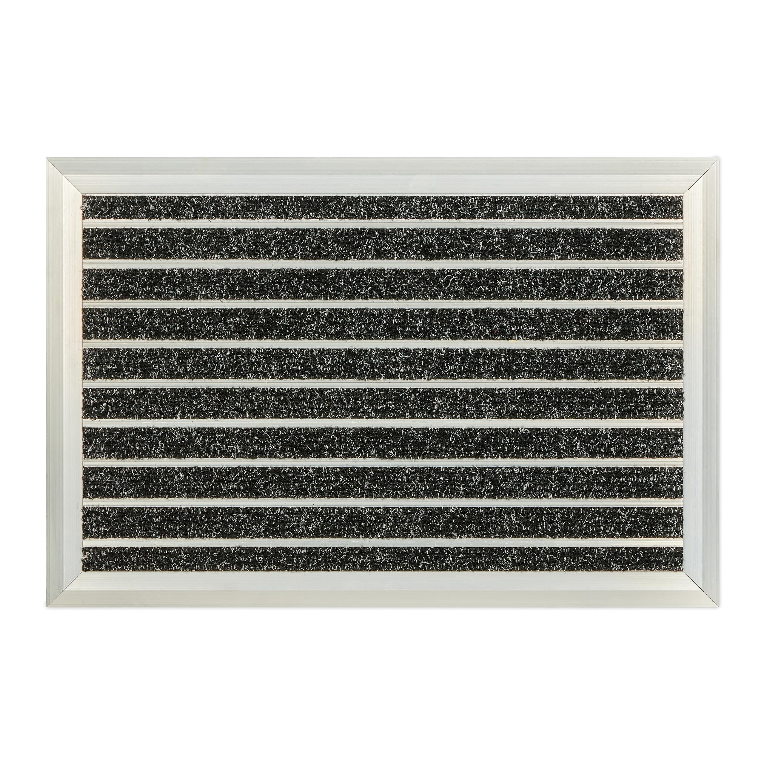 Relaxdays Zerbino in Alluminio LxP 60x40 cm, Tappetino Cattura-Sporco da Esterno, Tappeto Porta Ingresso, Nero Argentato